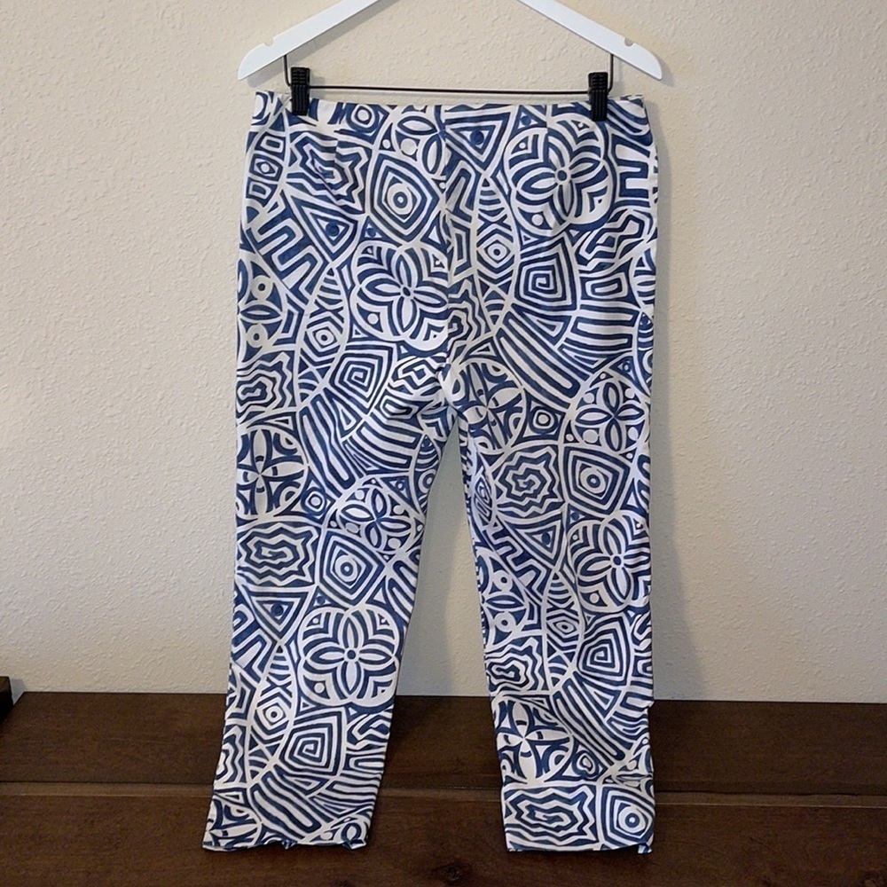 Lafayette NY 148 Blue & White High Waisted Cropped Pants Sz. 8 - Picture 6 of 14